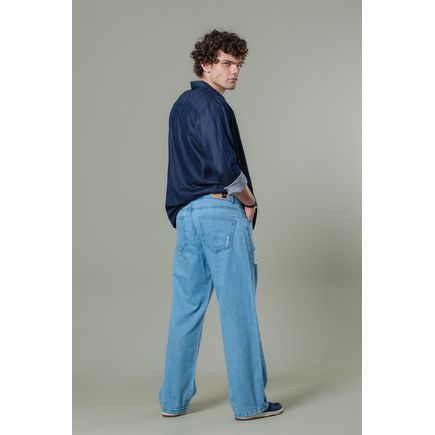 Calça Jeans Boca Larga Masculina
