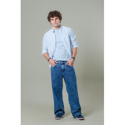 Calça Jeans Boca Larga Masculina