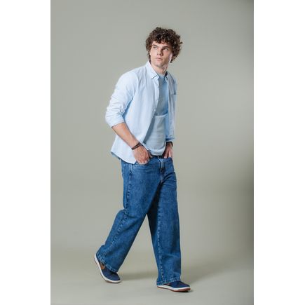 Calça Jeans Boca Larga Masculina