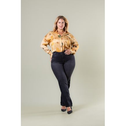 Calça Jeans Reta Feminina Plus Size