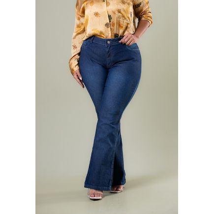 Calça Jeans Flare Feminina Plus Size
