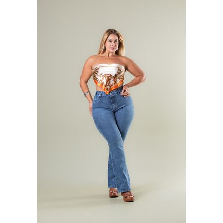 Calça Jeans Flare Feminina Plus Size