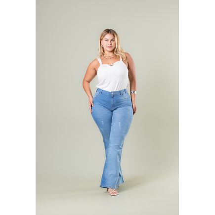Calça Jeans Flare Feminina Plus Size