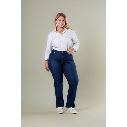 Calça Jeans Reta Feminina Plus Size