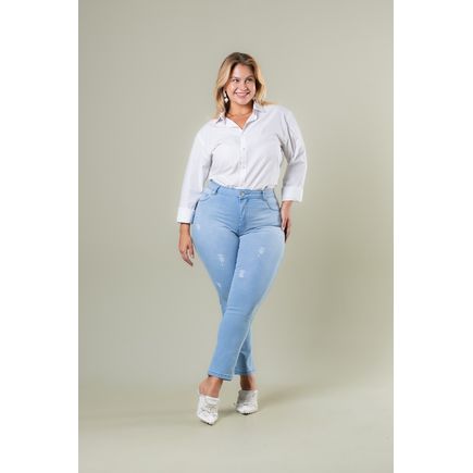 Calça Jeans Cigarrete Feminina Plus Size