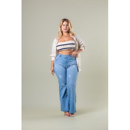 Calça Jeans Wide leg Plus Size