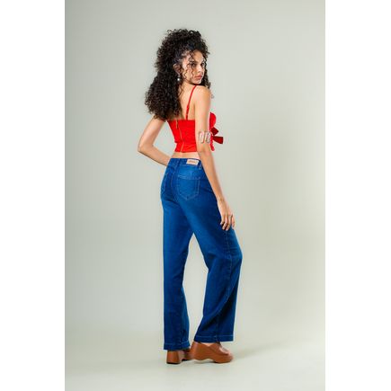 Calça Jeans Pantalona Feminina