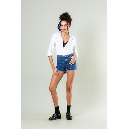 Short Jeans C/ Brilho Feminino