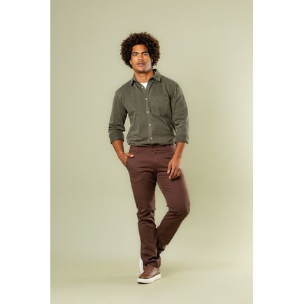 Calça Social Sarja Skinny Masculina