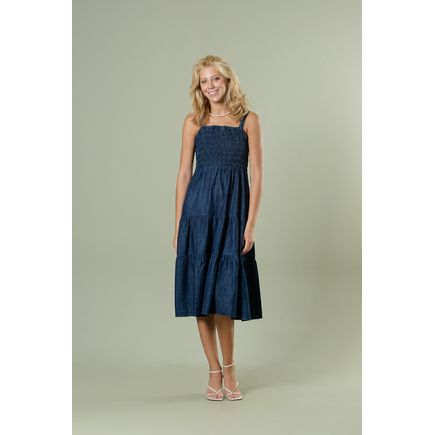 Vestido Midi Jeans Feminino