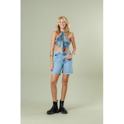 Bermuda Jeans Mom Feminina