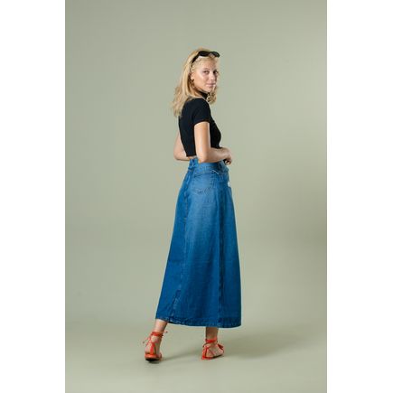 Saia Jeans Longa Feminina