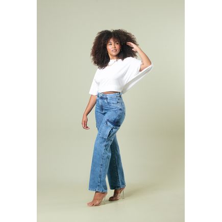 Calça Sarja Cargo Feminina