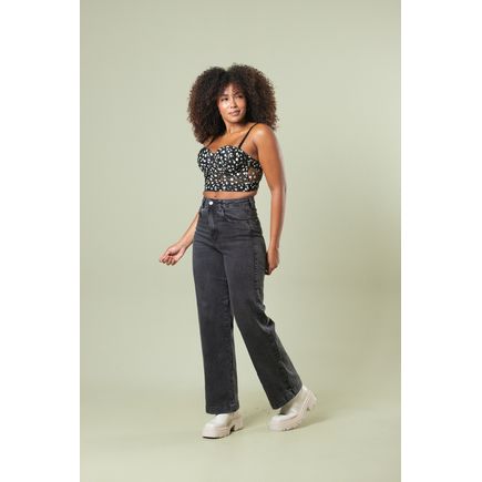 Calca Jeans Pantalona Feminina