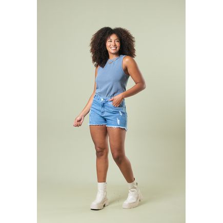 Short Jeans B/ Desfiada Feminino