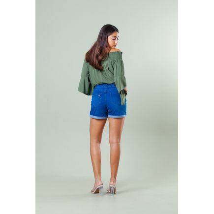 Short Jeans Barra Virada Feminino