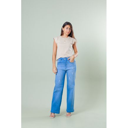 Calça Jeans Pantalona Feminina