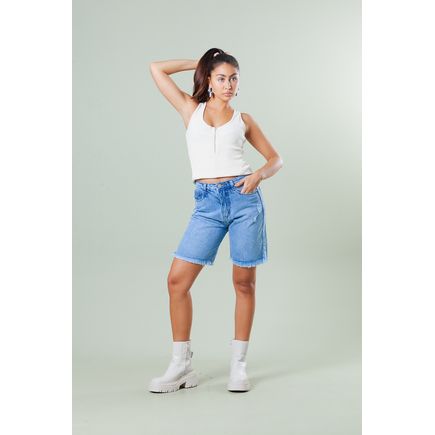 Bermuda Jeans Mom Feminina