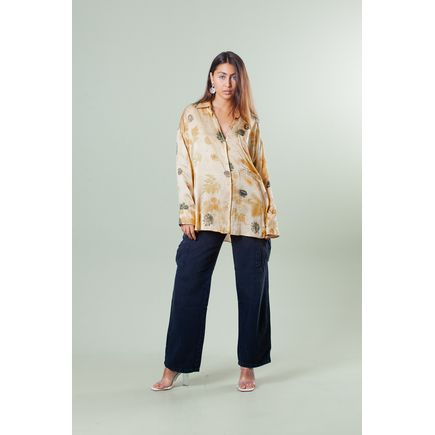 Calça Sarja Wide Leg Cargo Feminina