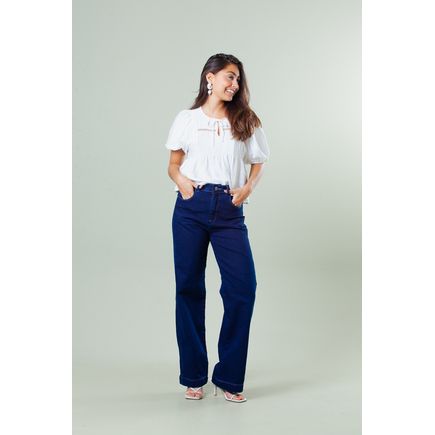 Calça Jeans Pantalona Feminina