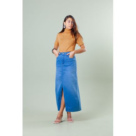 Saia Jeans Longa Feminina