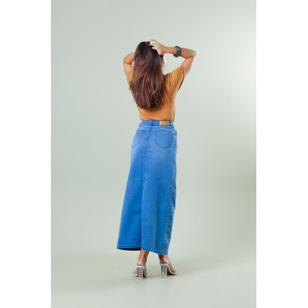 Saia Jeans Longa Feminina