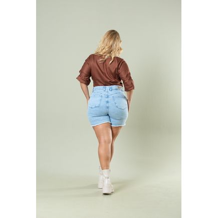Short Jeans B/ Desfiada Feminino Plus Size