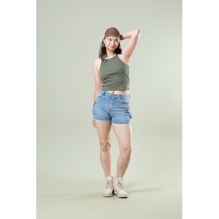 Short Jeans Cargo Feminino