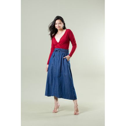 Saia Jeans Longa Feminina