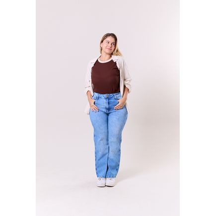 Calça Jeans Wide Leg Feminina Plus Size