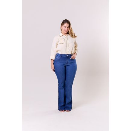 Calça Jeans Flare Feminina Plus Size