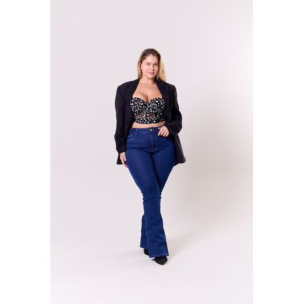 Calça Jeans Flare Feminina Plus Size