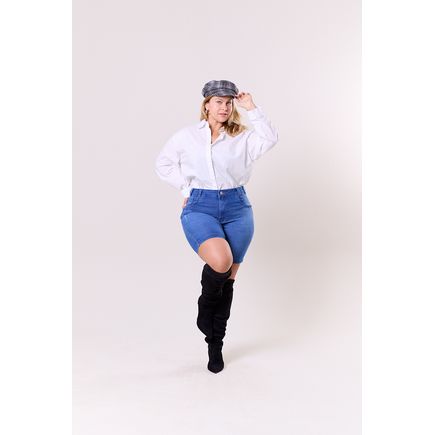 Bermuda Jeans Feminina Plus Size