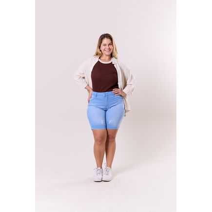 Bermuda Jeans Feminina Plus Size