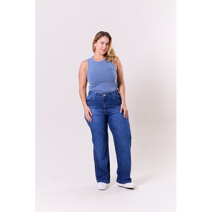 Calça Jeans Wide Leg Feminina Plus Size