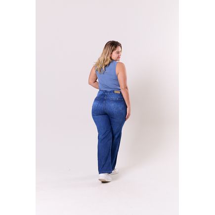 Calça Jeans Wide Leg Feminina Plus Size