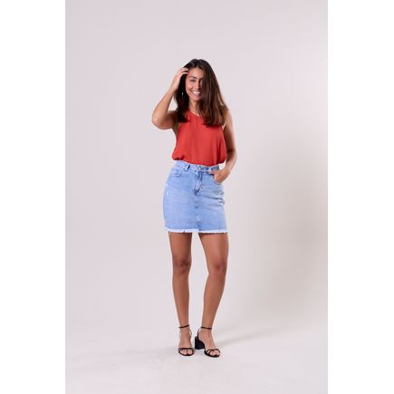 Mini Saia Jeans B/Desfiada Feminina