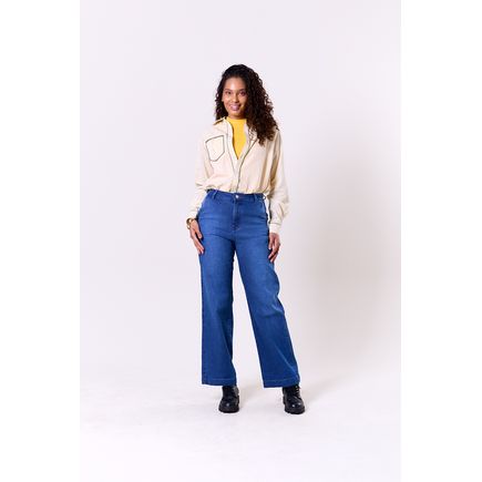 Calça Jeans Pantalona Feminina