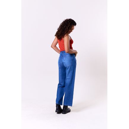 Calça Jeans Wide Leg C/Brilho Feminina