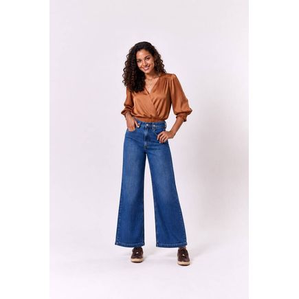 Calça Jeans Pantalona Feminina