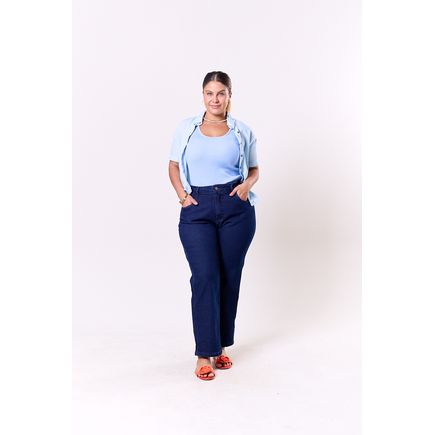 Calça Jeans Wid Cropped Feminina Plus