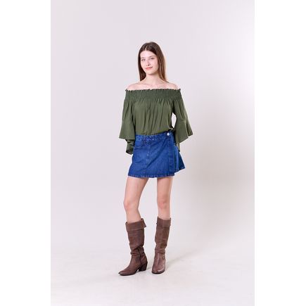 Short Saia Jeans Feminina