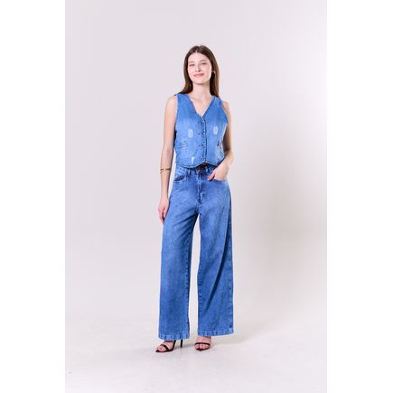 Calça Jeans Pantalona Feminina