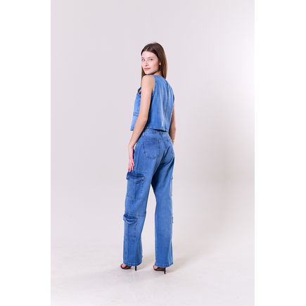 Calça Jeans Cargo Pantalona