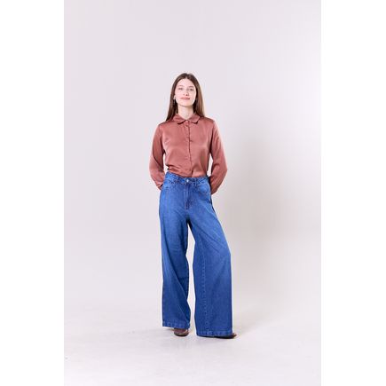 Calça Jeans Pantalona Feminina