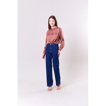 Calça Jeans Pantalona Feminina