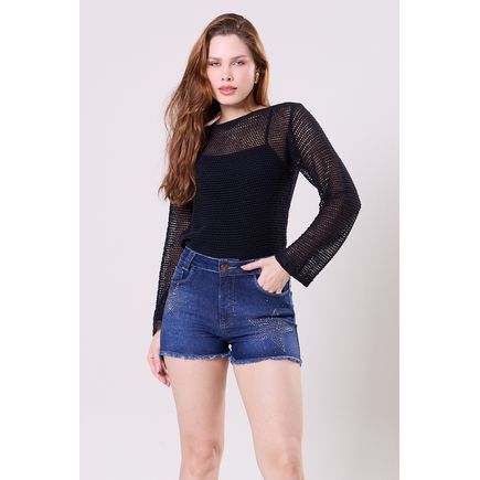 Short Jeans Brilho Estrela Feminino