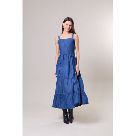 Vestido Jeans Longo Feminino